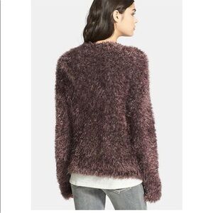 SEARCH FOR SANITY Boho Mohair/Alpaca Eyelash Plush Purple Open Front Cardigan L